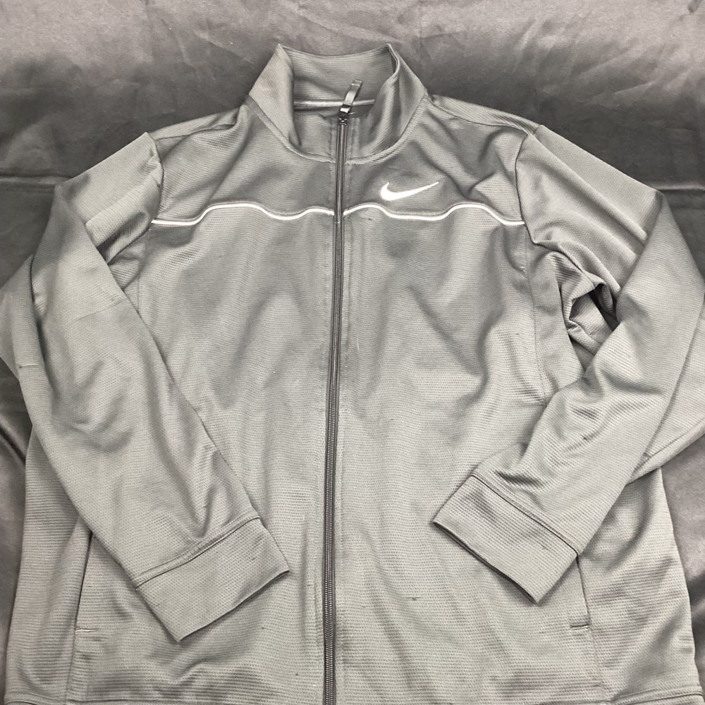 Nike Dri-FIT Mens XL Gray Full Zip Track Jacket Textured Waffle Knit Athletic